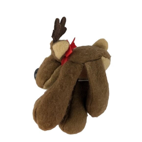 Vtg Hallmark Rodney Reindeer Plush Stuffed Animal Toy Red Bow Christmas 10" - Picture 3 of 6